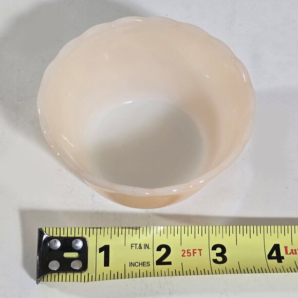 Set of 2 VTG Fire King 6 oz Peach Lustre Scallped Edge Custard Cups #424 Ramekin - Picture 9 of 9